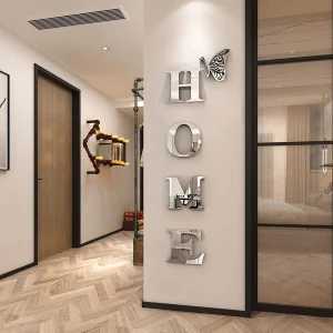 3D Mirror Home Wall Sticker – Entrance Decorative Logo Wall Art for Modern Home Decor