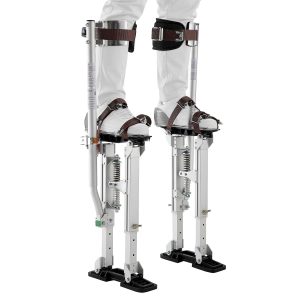 VEVOR Drywall Stilts 409-613 mm, 103 kg Load Capacity Work Stilts with Double Springs, Non-Slip Footplates & Tension Strap, Adjustable Aluminium Stilts for Drywall, Ceiling Construction, Construction